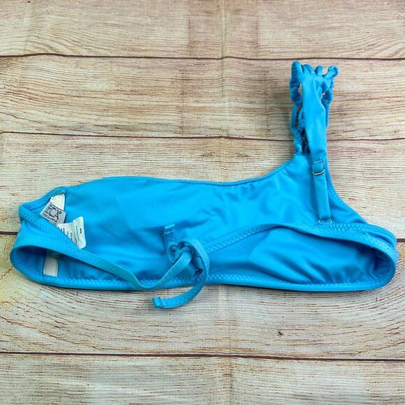 BECCA by Rebecca Virtue Single Strap Macrame Bikini TOP ONLY - BLUE - Picture 6 of 9